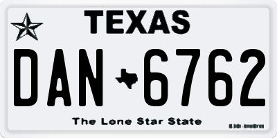 TX license plate DAN6762