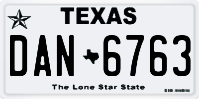 TX license plate DAN6763