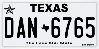 TX license plate DAN6765
