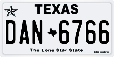 TX license plate DAN6766