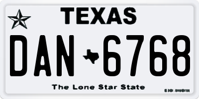 TX license plate DAN6768