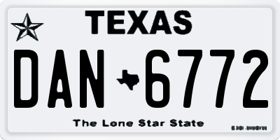 TX license plate DAN6772