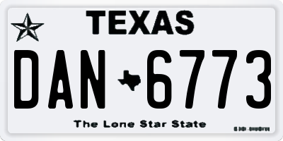 TX license plate DAN6773