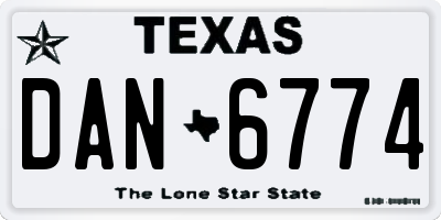 TX license plate DAN6774