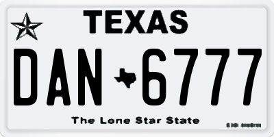 TX license plate DAN6777