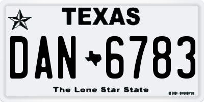 TX license plate DAN6783