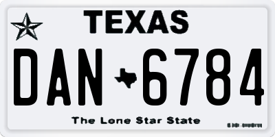 TX license plate DAN6784