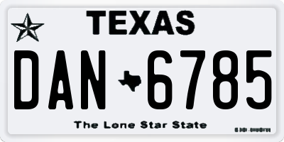 TX license plate DAN6785