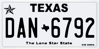 TX license plate DAN6792