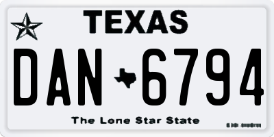 TX license plate DAN6794