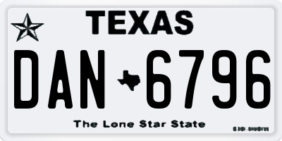 TX license plate DAN6796