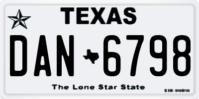 TX license plate DAN6798
