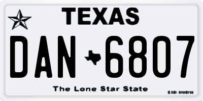 TX license plate DAN6807