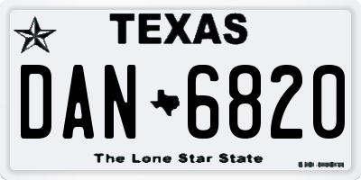 TX license plate DAN6820