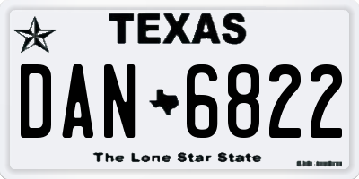 TX license plate DAN6822