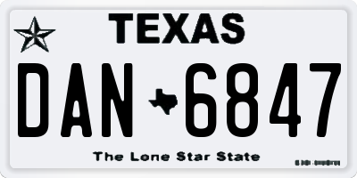 TX license plate DAN6847