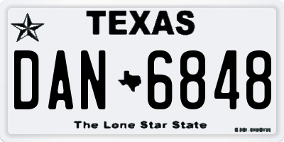 TX license plate DAN6848