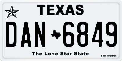 TX license plate DAN6849