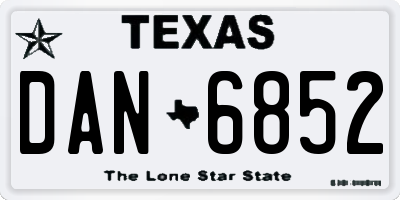 TX license plate DAN6852