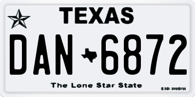 TX license plate DAN6872