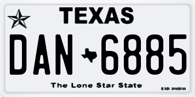 TX license plate DAN6885