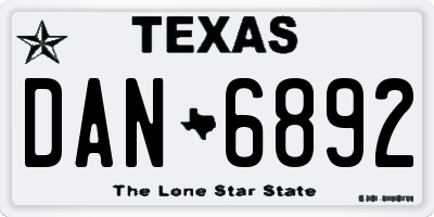 TX license plate DAN6892
