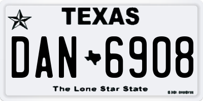 TX license plate DAN6908
