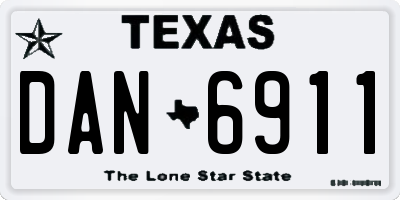 TX license plate DAN6911