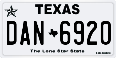 TX license plate DAN6920
