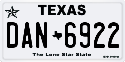 TX license plate DAN6922
