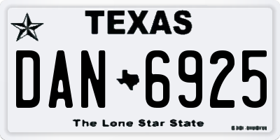 TX license plate DAN6925