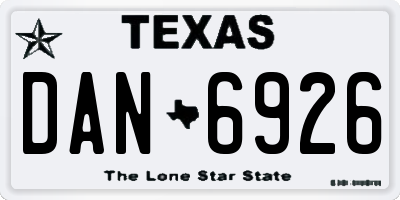 TX license plate DAN6926