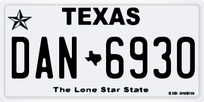TX license plate DAN6930