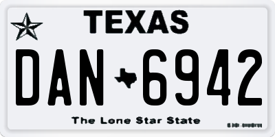 TX license plate DAN6942