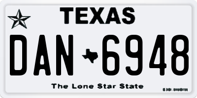 TX license plate DAN6948