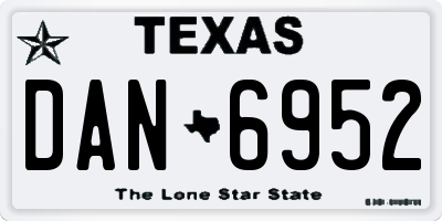 TX license plate DAN6952