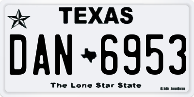 TX license plate DAN6953
