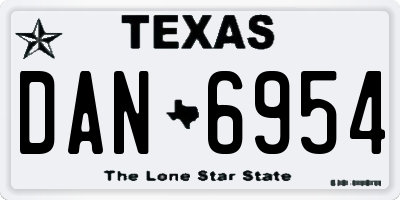 TX license plate DAN6954