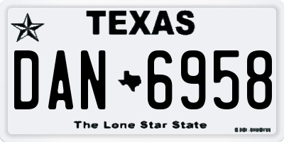 TX license plate DAN6958
