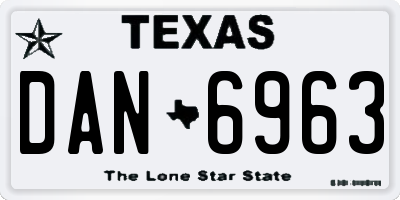 TX license plate DAN6963