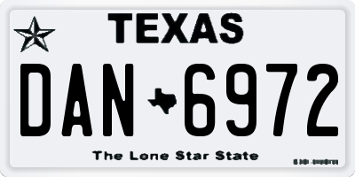 TX license plate DAN6972