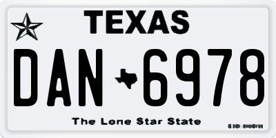 TX license plate DAN6978