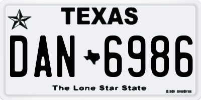 TX license plate DAN6986