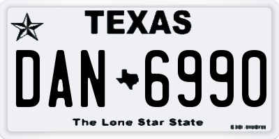 TX license plate DAN6990