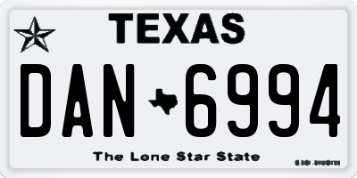 TX license plate DAN6994