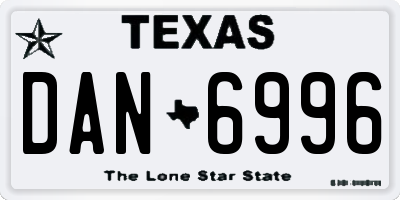 TX license plate DAN6996