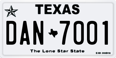 TX license plate DAN7001