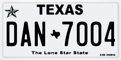 TX license plate DAN7004