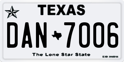 TX license plate DAN7006