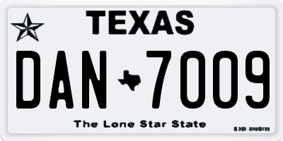 TX license plate DAN7009